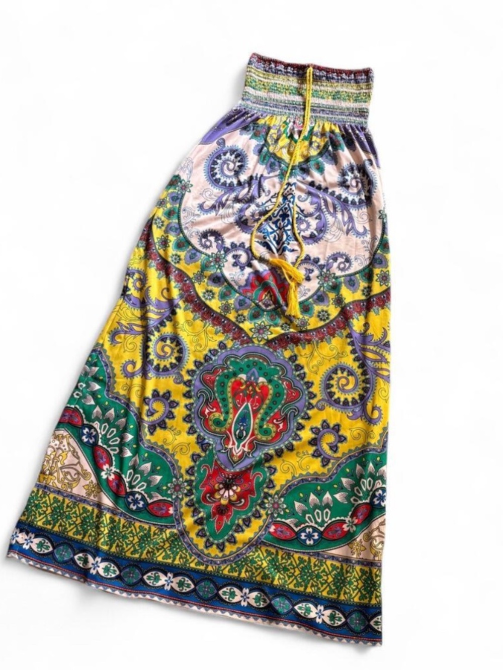Flying Tomato Festival Paisley Boho Strapless Maxi Dress